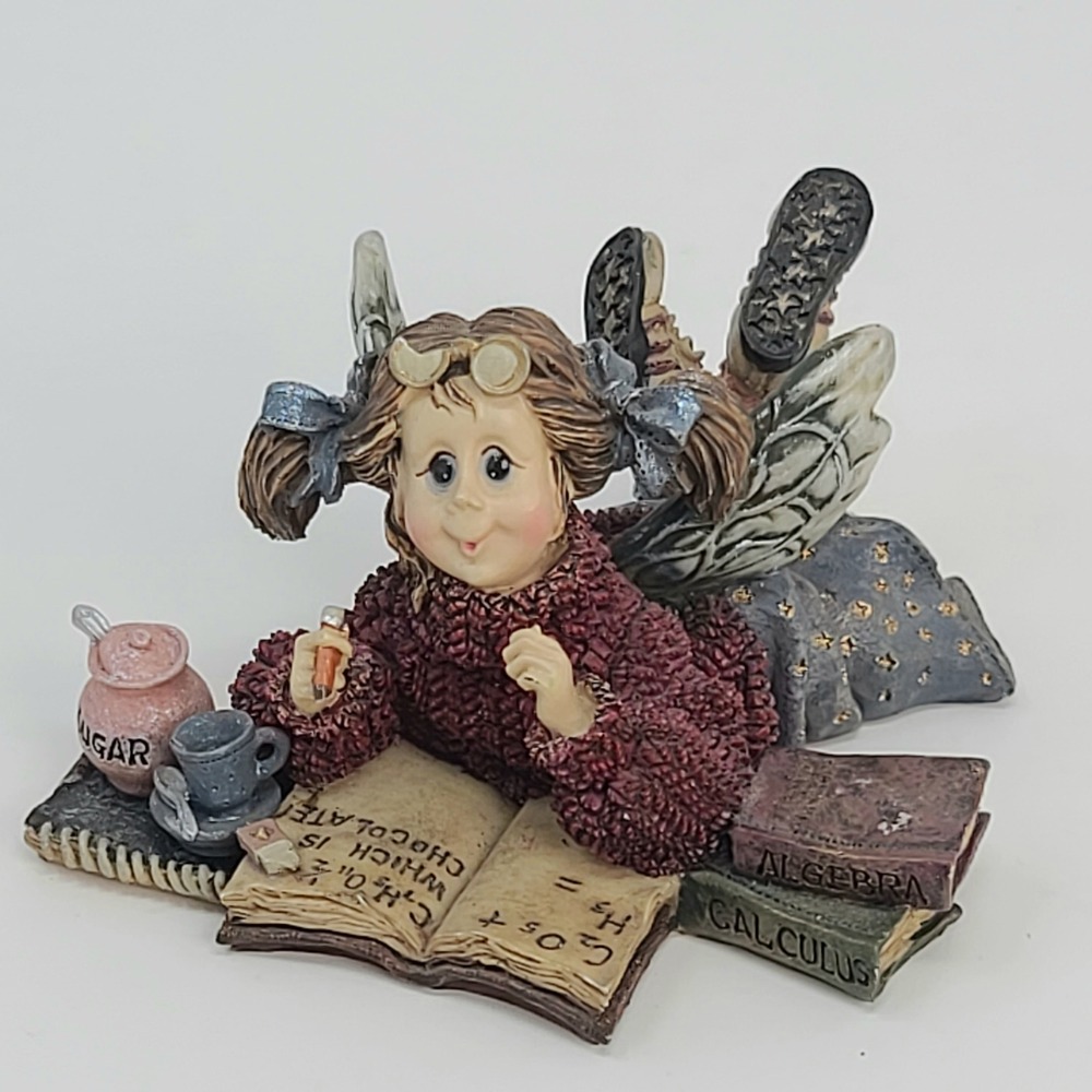 Boyds Bears Wee Folkstone Estudious Cram Faeriebaum Fairy Figurine 1997 Student